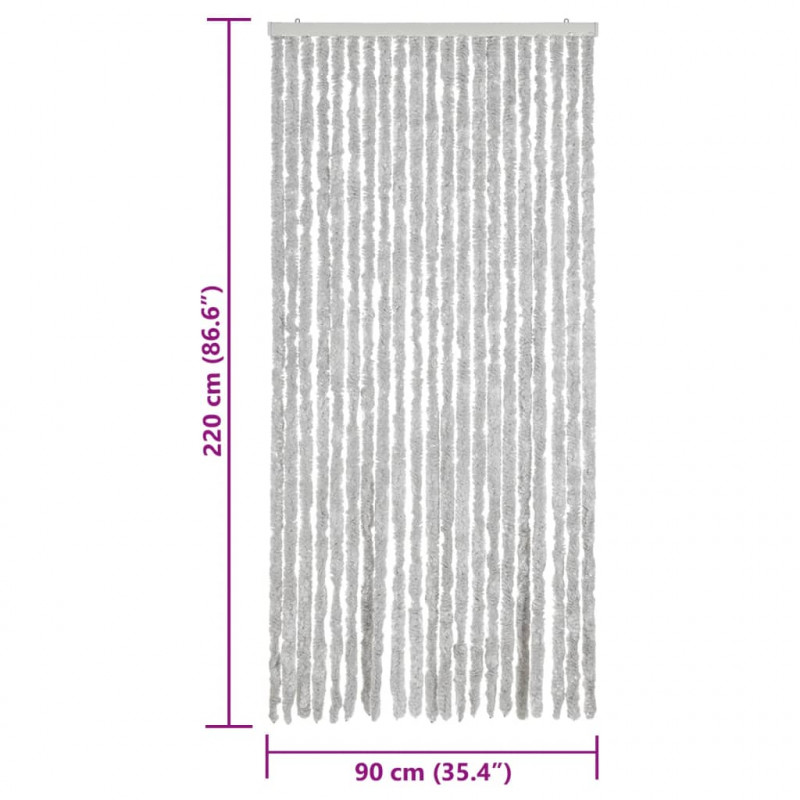 Zasłona przeciwko owadom, szara, 90x220 cm, szenil