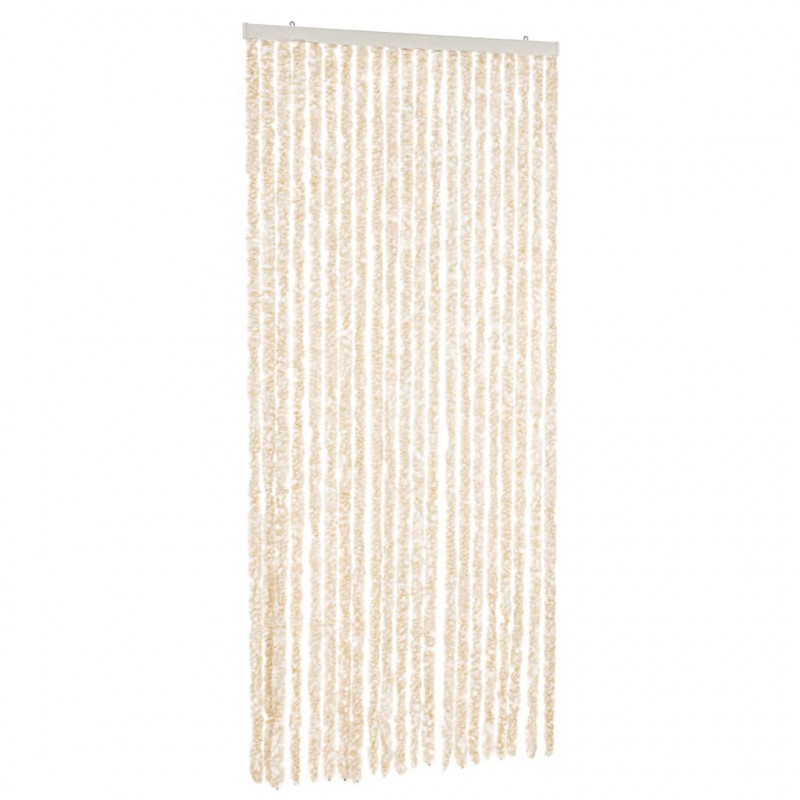 Zasłona przeciwko owadom, beżowo-biała, 90x220 cm, szenil