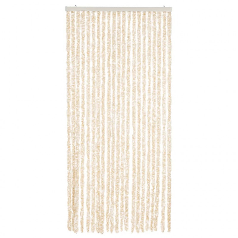 Zasłona przeciwko owadom, beżowo-biała, 90x220 cm, szenil