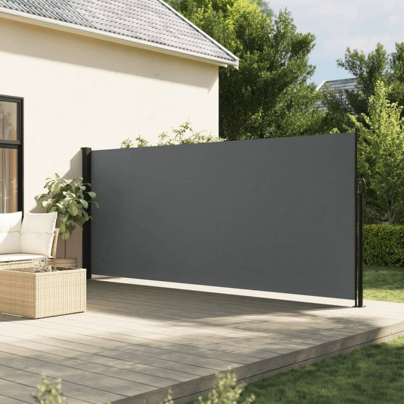 Zwijana markiza boczna na taras, antracytowa, 180 x 600 cm