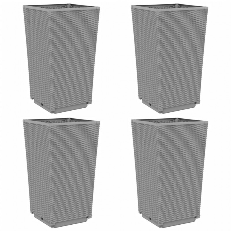 Donice ogrodowe, 4 szt., jasnoszare, 32,5x32,5x57, PP