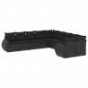 10-cz. zestaw wypoczynkowy do ogrodu, poduszki czarny rattan PE