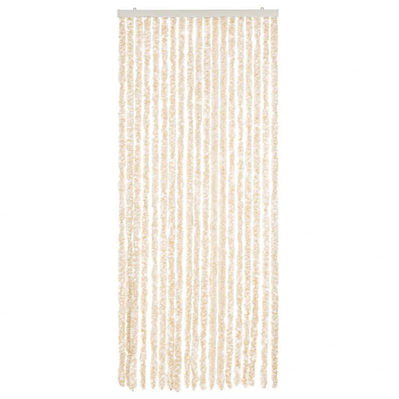 Zasłona przeciwko owadom, beżowo-biała, 56x200 cm, szenilowa