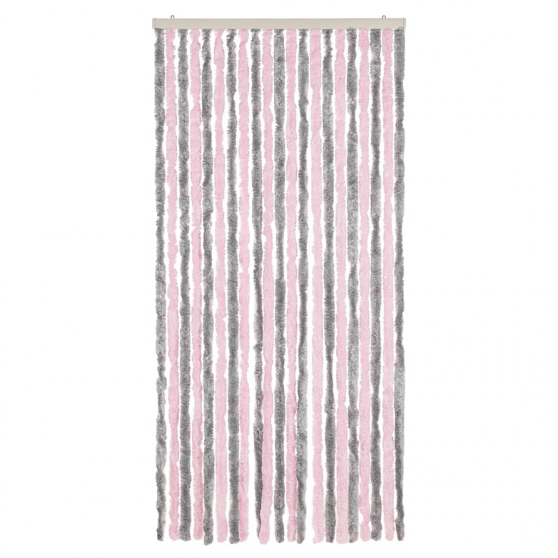 Zasłona przeciwko owadom, srebrno-różowa, 90x220 cm, szenil
