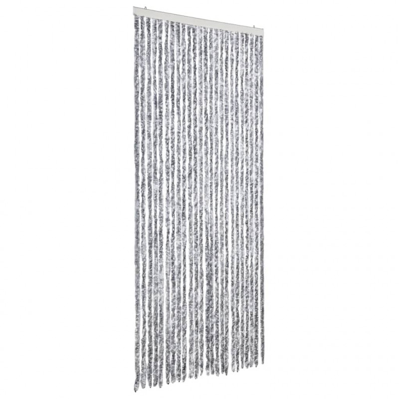 Zasłona przeciwko owadom, biało-szara, 100x200 cm, szenil