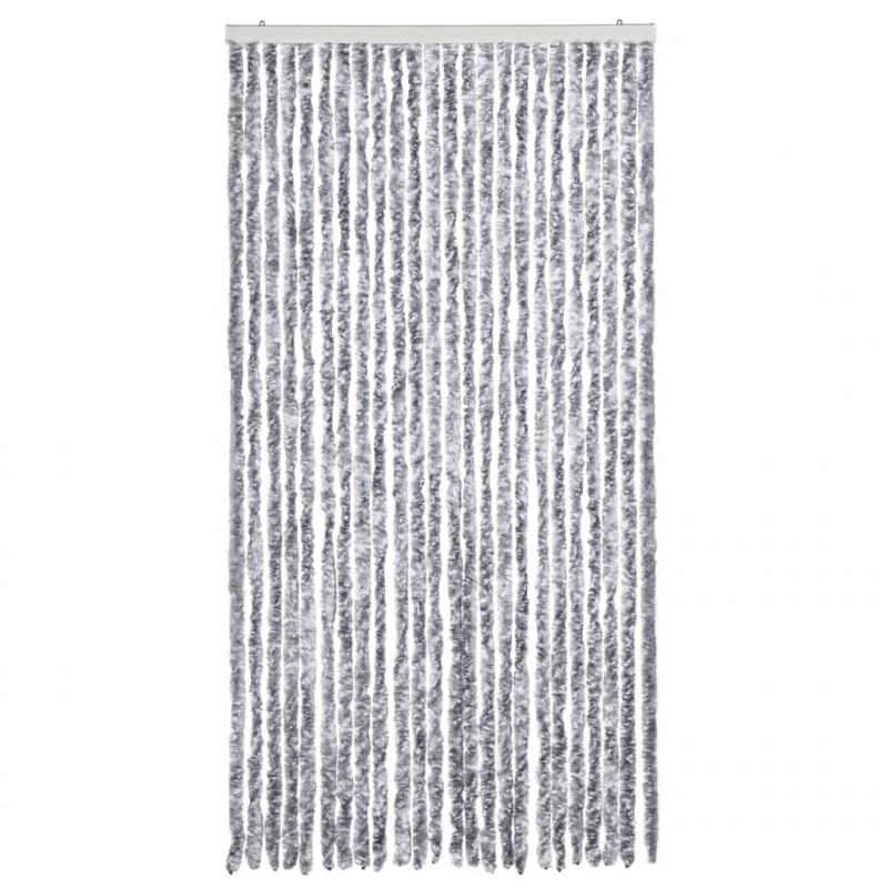 Zasłona przeciwko owadom, biało-szara, 100x200 cm, szenil