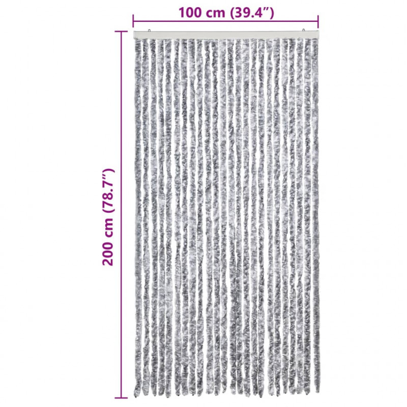 Zasłona przeciwko owadom, biało-szara, 100x200 cm, szenil