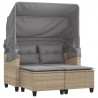 2-os. sofa ogrodowa z zadaszeniem i stołkami, beżowa, rattan PE