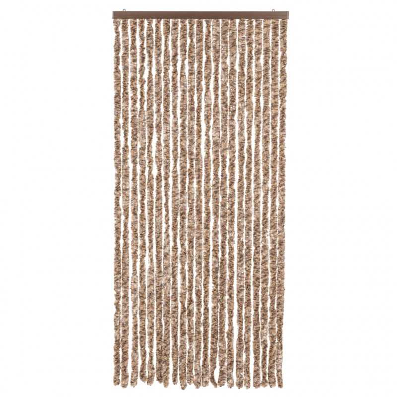 Zasłona przeciwko owadom, beż i ciemny brąz, 90x220 cm, szenil