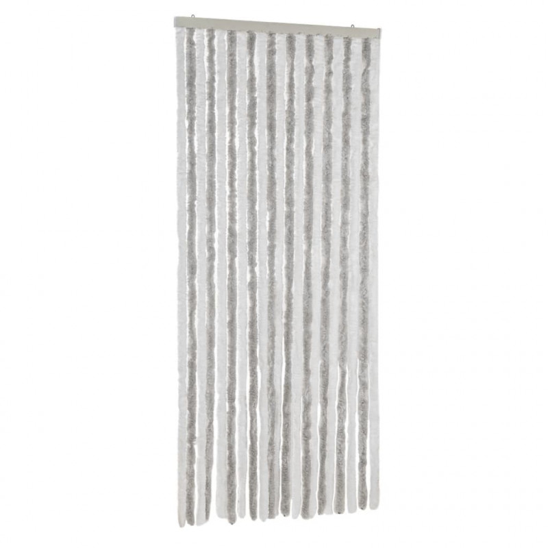 Zasłona przeciwko owadom, jasnoszaro-biała, 90x220 cm, szenil