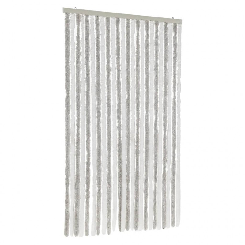 Zasłona przeciwko owadom, jasnoszaro-biała, 100x220 cm, szenil