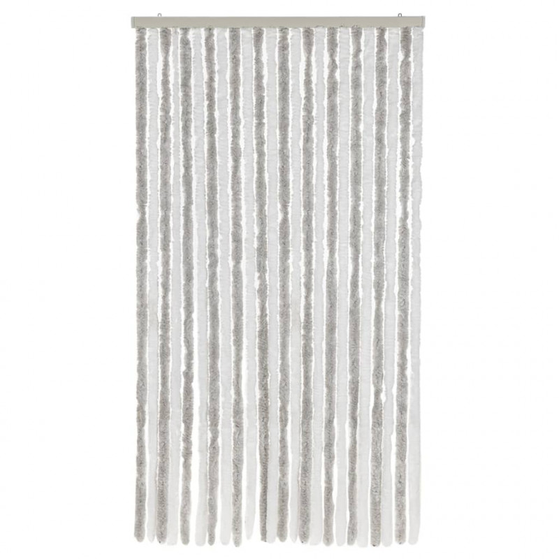 Zasłona przeciwko owadom, jasnoszaro-biała, 100x220 cm, szenil