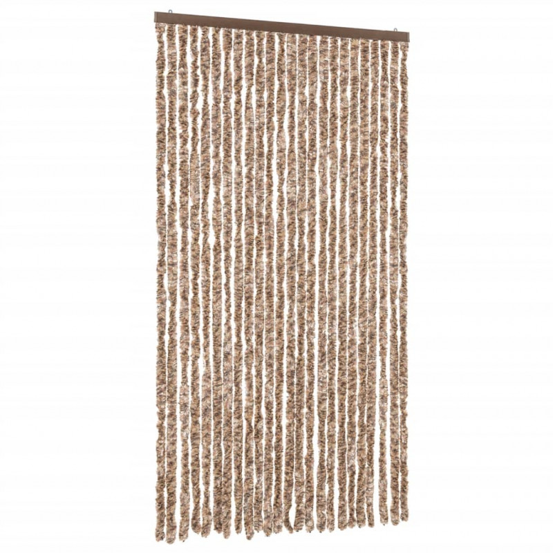 Zasłona przeciwko owadom, beż i ciemny brąz, 100x220 cm, szenil
