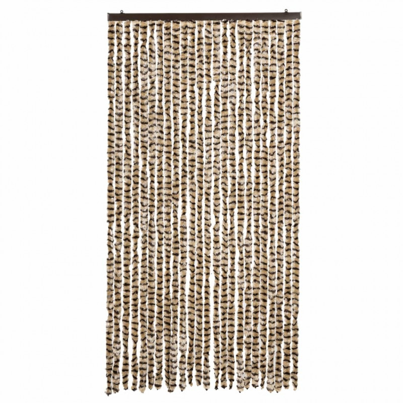 Zasłona przeciwko owadom, beżowo-brązowa, 100x200 cm, szenil