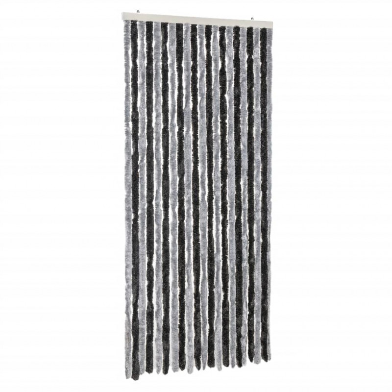 Zasłona przeciwko owadom, szaro-czarna, 90x220 cm, szenilowa