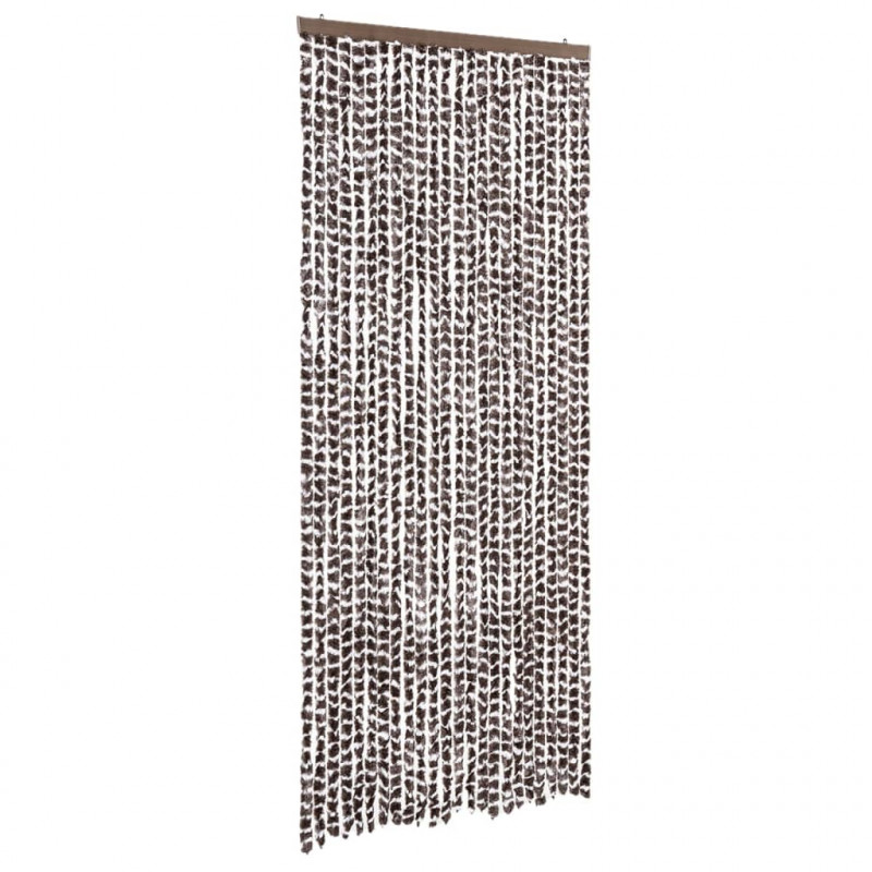 Zasłona przeciwko owadom, brązowo-biała, 100x230 cm, szenil