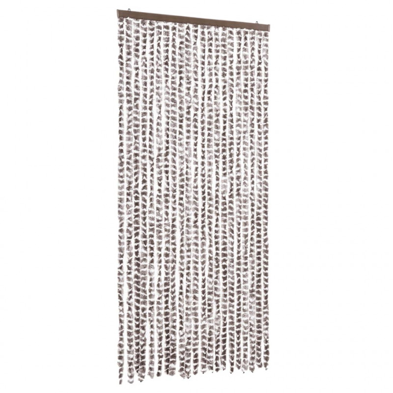 Zasłona przeciwko owadom, taupe i biel, 90x200 cm, szenil