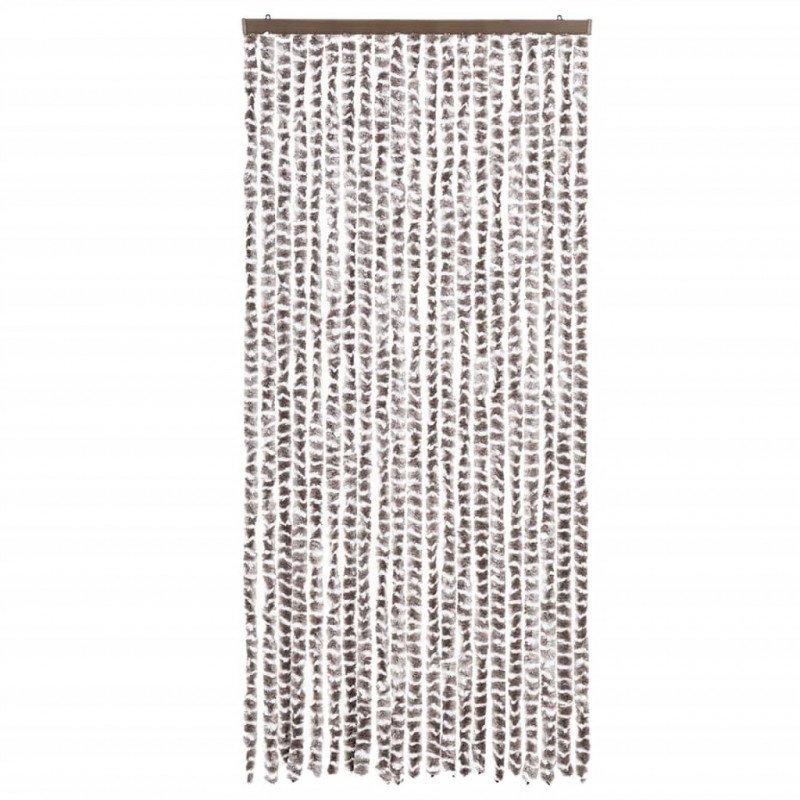 Zasłona przeciwko owadom, taupe i biel, 90x200 cm, szenil