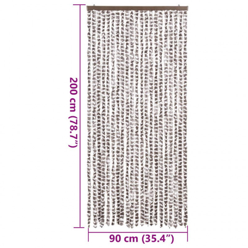 Zasłona przeciwko owadom, taupe i biel, 90x200 cm, szenil