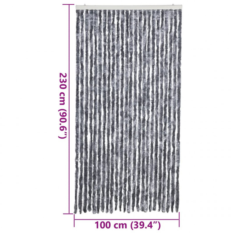 Zasłona przeciwko owadom, srebrna, 100x230 cm, szenil