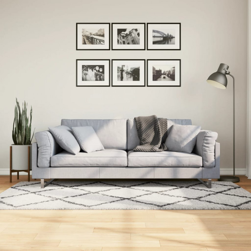 Dywan z długim włosiem PAMPLONA, kremowo-czarny, 100x200 cm