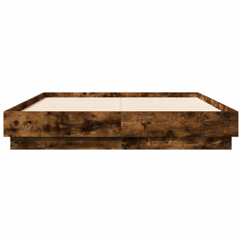 Rama łóżka z oświetleniem LED, przydymiony dąb, 120x190 cm