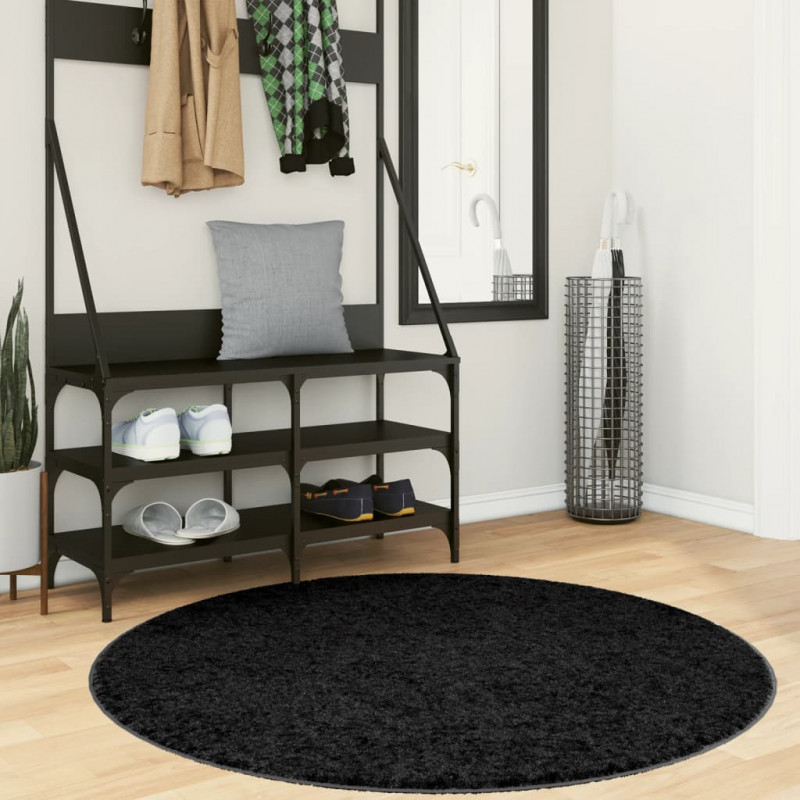 Dywan OVIEDO z krótkim włosiem, czarny, Ø 120 cm