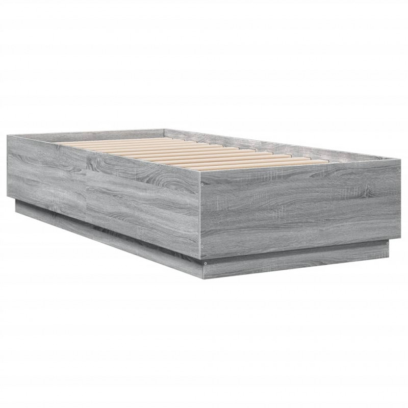 Rama łóżka, szary dąb sonoma, 100x200cm materiał drewnopochodny
