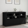 Szafka z oświetleniem LED, czarna, 123x37x67 cm