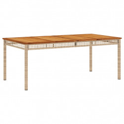 Stół ogrodowy, beżowy, 180x90x75 cm, polirattan i akacja