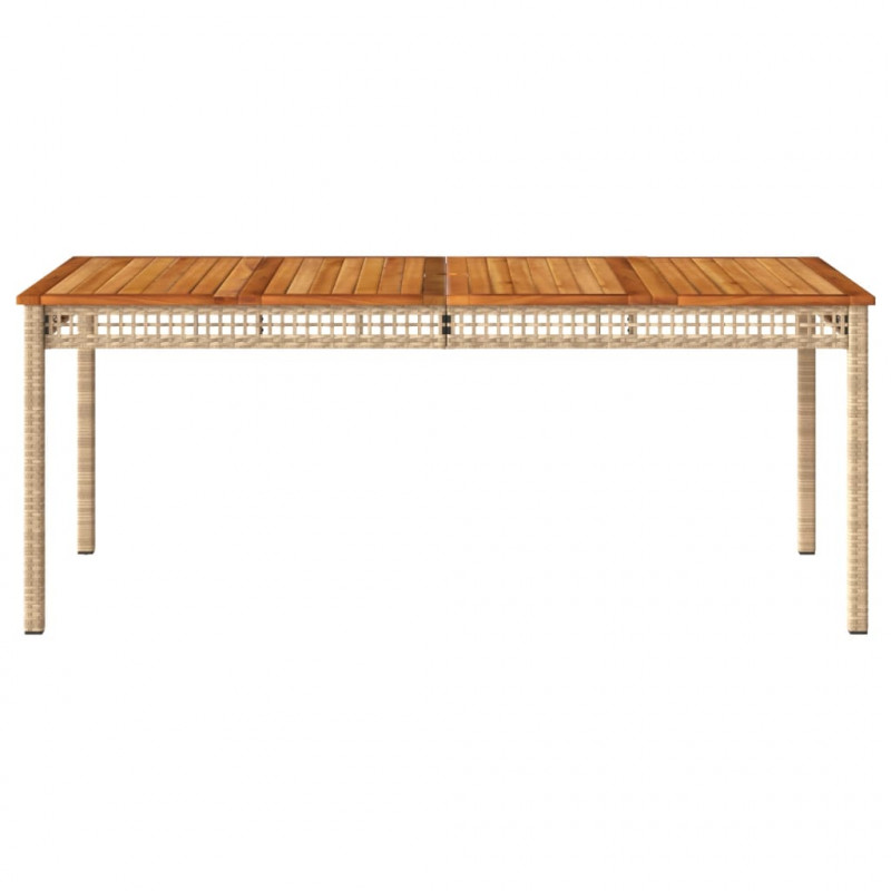Stół ogrodowy, beżowy, 180x90x75 cm, polirattan i akacja