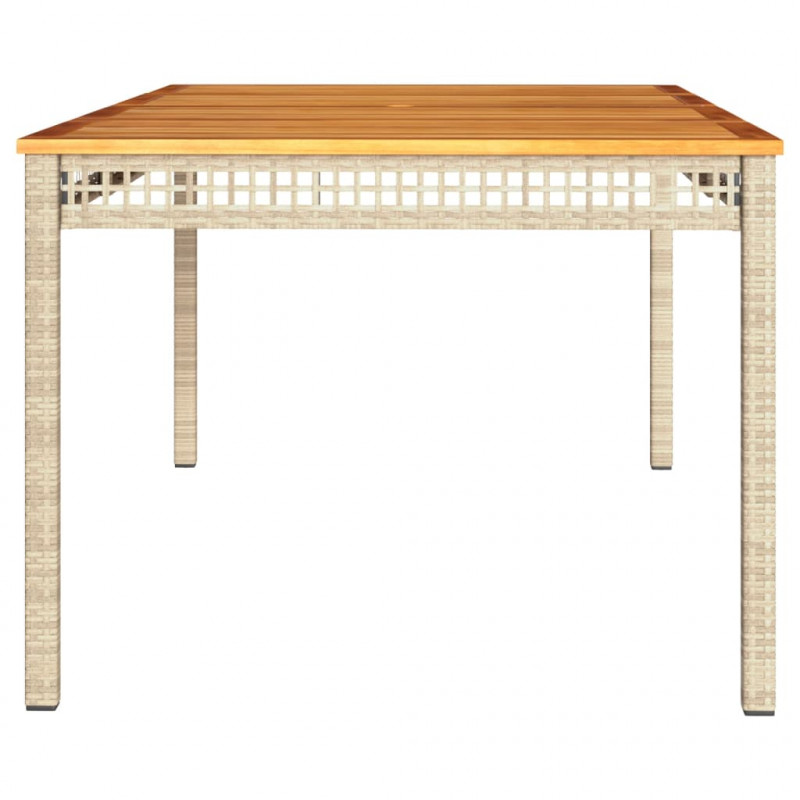 Stół ogrodowy, beżowy, 180x90x75 cm, polirattan i akacja