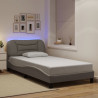 Rama łóżka z oświetleniem LED, taupe, 100x200 cm, tkanina