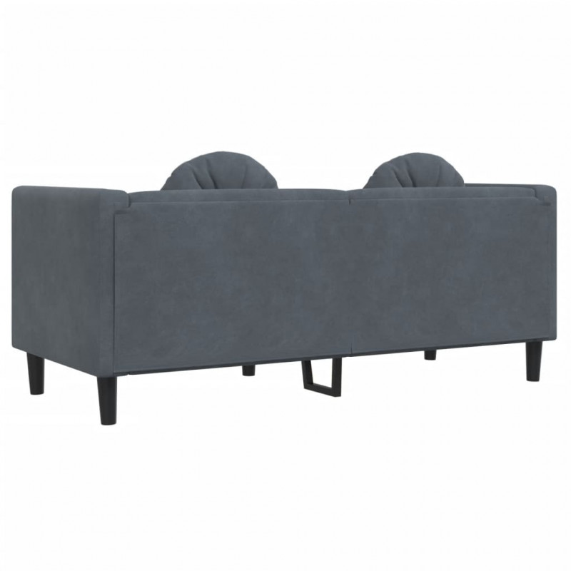 Sofa 2-osobowa z poduszkami, ciemnoszara, aksamit
