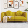 Sofa 2-osobowa z poduszkami, żółta, aksamit