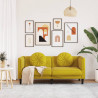 Sofa 2-osobowa z poduszkami, żółta, aksamit