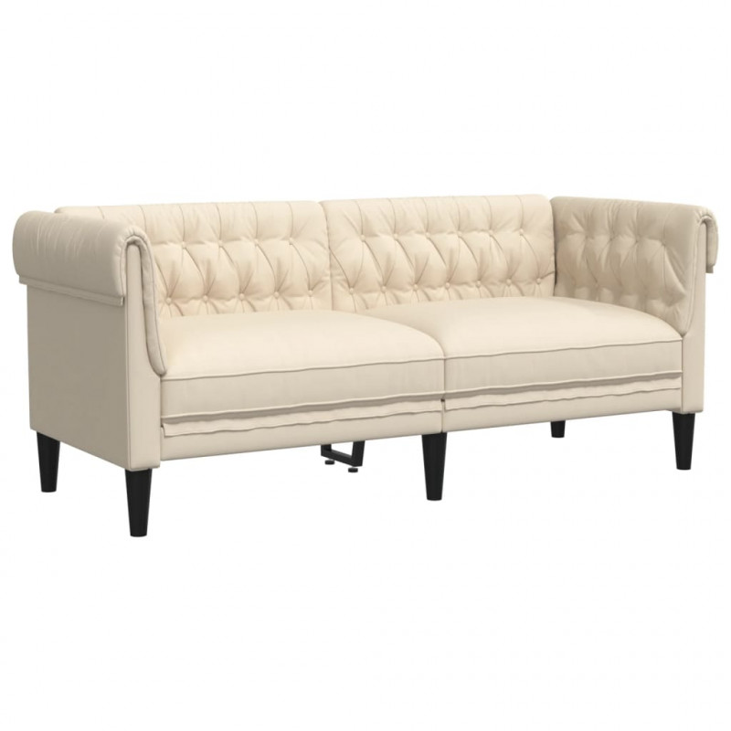 Sofa Chesterfield dwuosobowa, obita lnem
