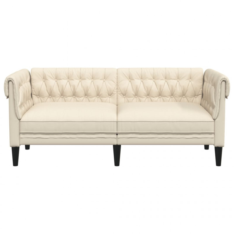 Sofa Chesterfield dwuosobowa, obita lnem