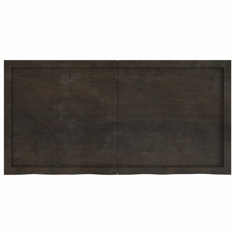 Blat stołu, ciemnobrązowy, 120x60x(2-4) cm, lite drewno dębowe