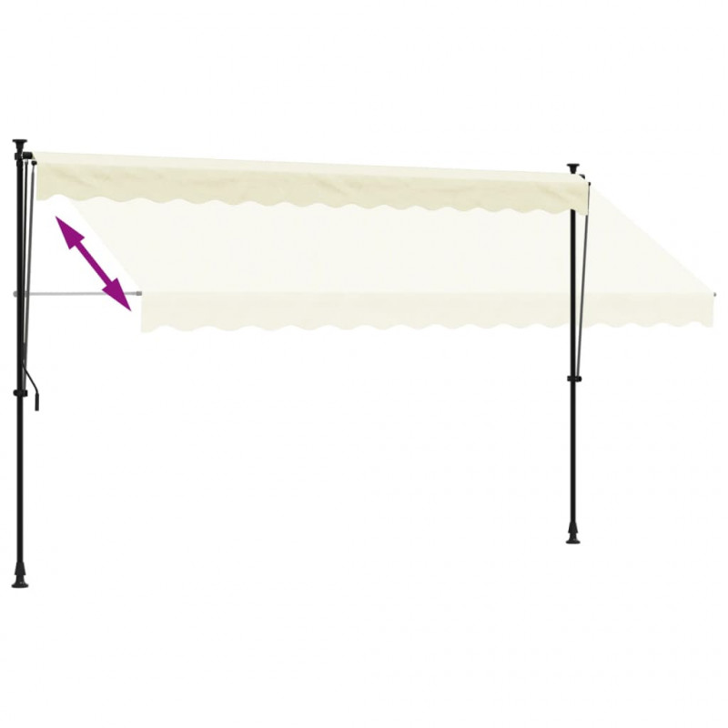 Markiza zwijana, kremowa, 350x150 cm, tkanina i stal