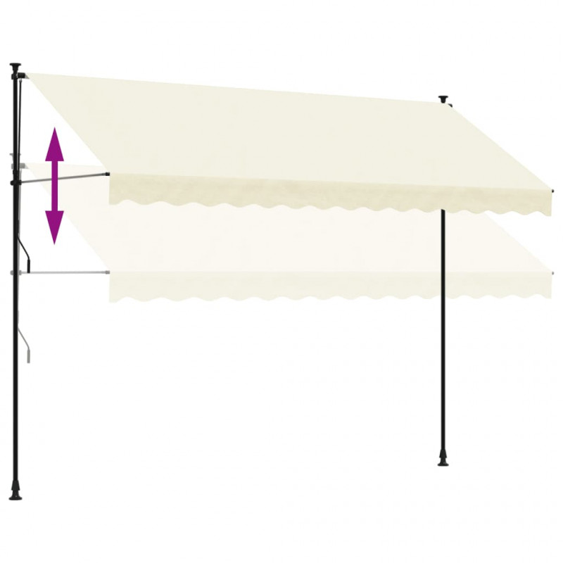 Markiza zwijana, kremowa, 350x150 cm, tkanina i stal