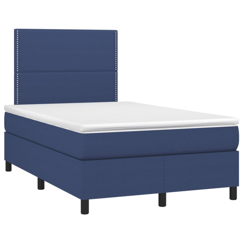 Łóżko kontynentalne z materacem, niebieskie 120x190 cm, tkanina