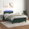 Łóżko kontynentalne z materacem i LED, ciemnozielone, 120x190cm