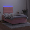 Łóżko kontynentalne z materacem i LED, różowe, 120x190 cm