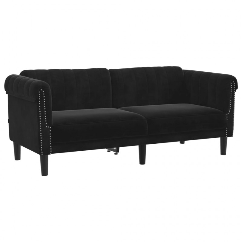Sofa dwuosobowa, czarna, aksamit