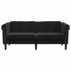 Sofa dwuosobowa, czarna, aksamit