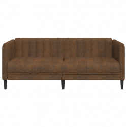 Sofa 2-os., brązowa, sztuczna skóra zamszowa