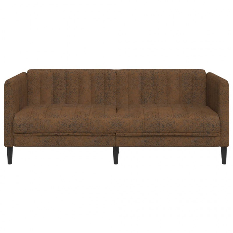 Sofa 2-os., brązowa, sztuczna skóra zamszowa
