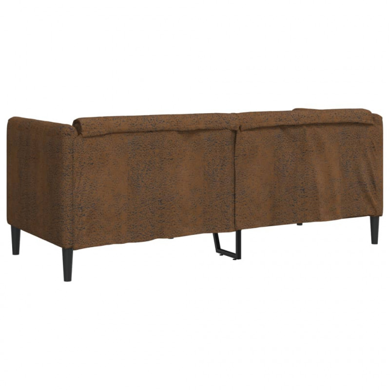 Sofa 2-os., brązowa, sztuczna skóra zamszowa