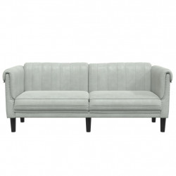 Sofa dwuosobowa, jasnoszara, aksamit